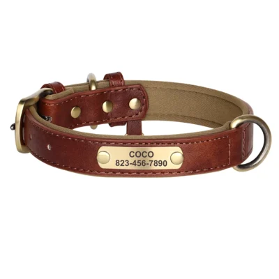 Personalized PU Leather Dog Collar Set