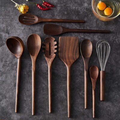 Elegant Wooden Kitchen Utensil Set